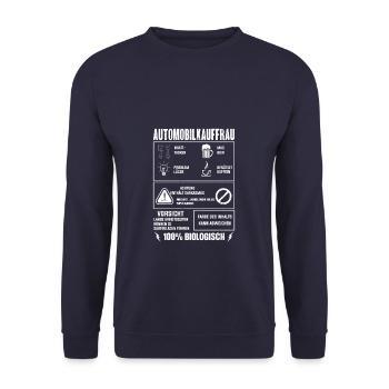 AUTOMOBILKAUFFRAU Spruch Beruf Sarkasmus Lustig - Unisex Pullover - Navy - Vorne - Alina (178cm) & Michal (187cm)