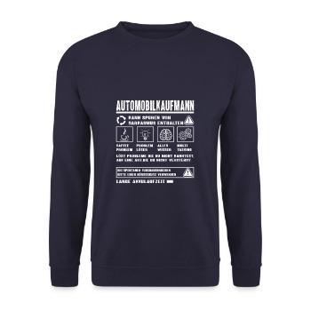 AUTOMOBILKAUFMANN Spruch Beruf Sarkasmus Lustig - Unisex Pullover - Navy - Vorne - Alina (178cm) & Michal (187cm)