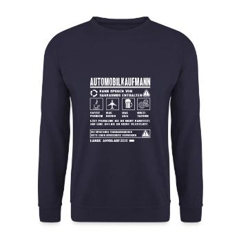 AUTOMOBILKAUFMANN Spruch Beruf Sarkasmus Lustig - Unisex Pullover - Navy - Vorne - Alina (178cm) & Michal (187cm)
