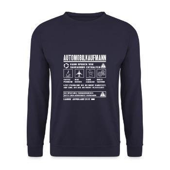 AUTOMOBILKAUFMANN Spruch Beruf Sarkasmus Lustig - Unisex Pullover - Navy - Vorne - Alina (178cm) & Michal (187cm)