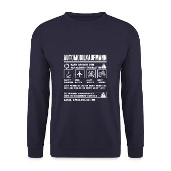 AUTOMOBILKAUFMANN Spruch Beruf Sarkasmus Lustig - Unisex Pullover - Navy - Vorne - Alina (178cm) & Michal (187cm)