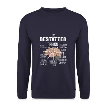 BESTATTER Spruch Beruf Sarkasmus Lustig Humor - Unisex Pullover - Navy - Vorne - Alina (178cm) & Michal (187cm)