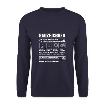 BAUZEICHNER Spruch Beruf Sarkasmus Lustig Humor - Unisex Pullover - Navy - Vorne - Alina (178cm) & Michal (187cm)