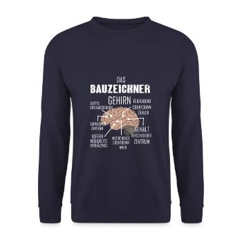 BAUZEICHNER Spruch Beruf Sarkasmus Lustig Humor - Unisex Pullover - Navy - Vorne - Alina (178cm) & Michal (187cm)