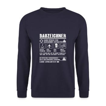 BAUZEICHNER Spruch Beruf Sarkasmus Lustig Humor - Unisex Pullover - Navy - Vorne - Alina (178cm) & Michal (187cm)