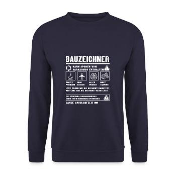 BAUZEICHNER Spruch Beruf Sarkasmus Lustig Humor - Unisex Pullover - Navy - Vorne - Alina (178cm) & Michal (187cm)