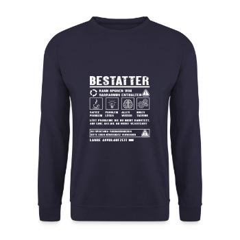 BESTATTER Spruch Beruf Sarkasmus Lustig Humor - Unisex Pullover - Navy - Vorne - Alina (178cm) & Michal (187cm)