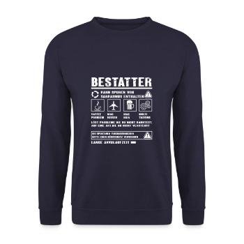 BESTATTER Spruch Beruf Sarkasmus Lustig Humor - Unisex Pullover - Navy - Vorne - Alina (178cm) & Michal (187cm)