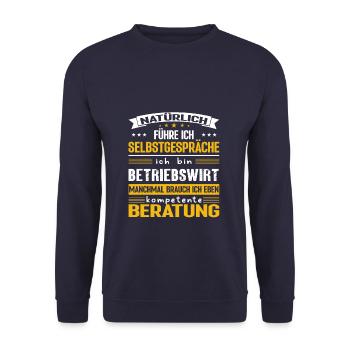 BETRIEBSWIRT Spruch Beruf Sarkasmus Lustig Humor - Unisex Pullover - Navy - Vorne - Alina (178cm) & Michal (187cm)