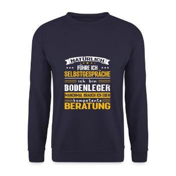 BODENLEGER Spruch Beruf Sarkasmus Lustig Humor - Unisex Pullover - Navy - Vorne - Alina (178cm) & Michal (187cm)