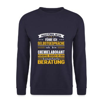 CHEMIELABORANT Spruch Beruf Sarkasmus Lustig Humor - Unisex Pullover - Navy - Vorne - Alina (178cm) & Michal (187cm)