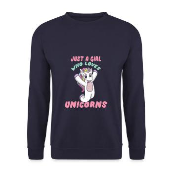 Magical Unicorn Just a Girl who Loves Unicorns - Unisex Sweatshirt - navy - Front - Alina (178cm) & Michal (187cm)