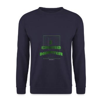 I created a monster she calls me dad - Unisex Pullover - Navy - Vorne - Alina (178cm) & Michal (187cm)