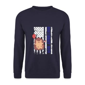 Hedgehog America 4 juillet Birthday Boy - Sweat-shirt Unisexe - marine - Devant - Alina (178cm) & Michal (187cm)