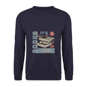 It's A Good Day To Read A Book - Reading Books - Unisex Sweatshirt - navy - Front - Alina (178cm) & Michal (187cm)