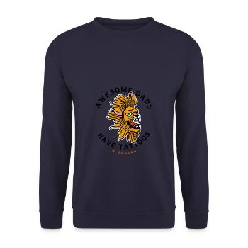 Awesome Dads have Tattoos and Beards - Unisex Pullover - Navy - Vorne - Alina (178cm) & Michal (187cm)