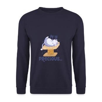 My Precious Cat on a Scretching Post Cat Lover - Unisex Pullover - Navy - Vorne - Alina (178cm) & Michal (187cm)