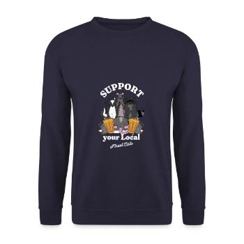 Soutenez vos chats de rue locaux - Sweat-shirt Unisexe - marine - Devant - Alina (178cm) & Michal (187cm)
