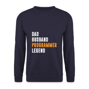 Dad Husband Programmer Legend Coder Coding - Unisex Pullover - Navy - Vorne - Alina (178cm) & Michal (187cm)