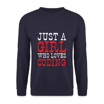 Juste une fille qui aime Coding Programmer - Sweat-shirt Unisexe - marine - Devant - Alina (178cm) & Michal (187cm)