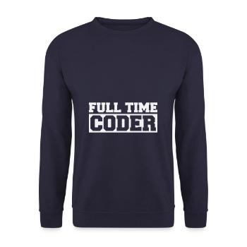 Full Timer Coder Programmer Humor Nerd - Unisex Sweatshirt - navy - Front - Alina (178cm) & Michal (187cm)