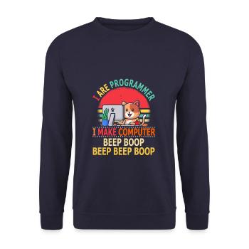 I Are Programmer I make Computer Beep Boop - Unisex Pullover - Navy - Vorne - Alina (178cm) & Michal (187cm)