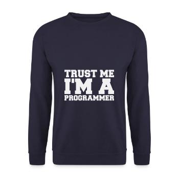 Trust me I'm a Programmer Quote Funny - Unisex Pullover - Navy - Vorne - Alina (178cm) & Michal (187cm)