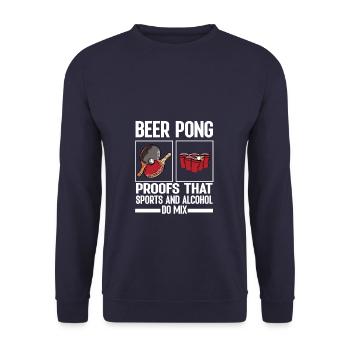 Beer Pong proofs that Sports and Alcohol do mix - Unisex Sweatshirt - navy - Front - Alina (178cm) & Michal (187cm)