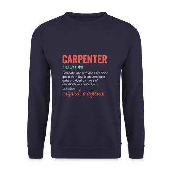 Noun Definition Nutrition for a Carpenter - Unisex Pullover - Navy - Vorne - Alina (178cm) & Michal (187cm)