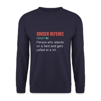 Noun Definition Nutrition for a Soccer Referee - Unisex Sweatshirt - navy - Front - Alina (178cm) & Michal (187cm)
