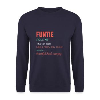 Funtie Noun Definition Nutrition for Aunt Mom - Unisex Sweatshirt - navy - Front - Alina (178cm) & Michal (187cm)