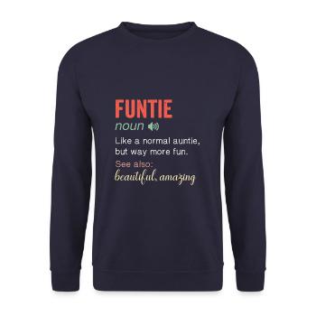 Funtie Noun Definition Nutrition for Aunt Mom - Unisex Sweatshirt - navy - Front - Alina (178cm) & Michal (187cm)