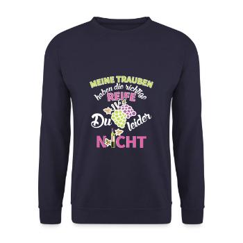 Winzerin Wein Spruch Reife Trauben Weinlese - Unisex Pullover - Navy - Vorne - Alina (178cm) & Michal (187cm)
