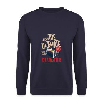 Jésus l’ultime haltérophile Haltérophilie - Sweat-shirt Unisexe - marine - Devant - Alina (178cm) & Michal (187cm)