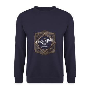 Legendär seit 2002 Retro Level Jahrgang Mann Frau - Unisex Pullover - Navy - Vorne - Alina (178cm) & Michal (187cm)