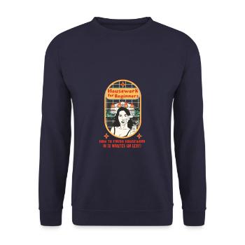 Housework For Beginners How To Finish Housework - Unisex Sweatshirt - navy - Front - Alina (178cm) & Michal (187cm)