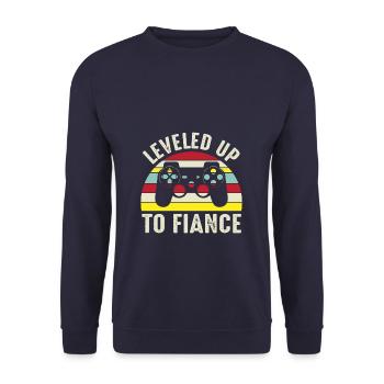 Nivelé à Fiance Just Engaged Man Gamer Retro - Sweat-shirt Unisexe - marine - Devant - Alina (178cm) & Michal (187cm)