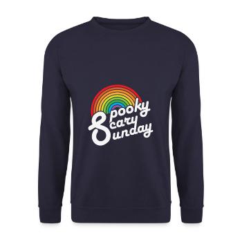 Spooky Scary Sunday Trendy Retro Rainbow - Sweat-shirt Unisexe - marine - Devant - Alina (178cm) & Michal (187cm)