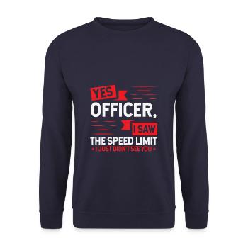 Yes Officer I Saw The Speed Limit Car Enthusiast - Unisex Pullover - Navy - Vorne - Alina (178cm) & Michal (187cm)