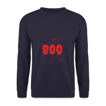 Bloody Text Halloween Boo Funny - Unisex Pullover - Navy - Vorne - Alina (178cm) & Michal (187cm)