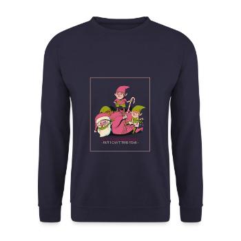 Noël ironique du Père Noël elfe C’est votre anniversaire mais - Sweat-shirt Unisexe - marine - Devant - Alina (178cm) & Michal (187cm)