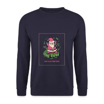 Ironique Père Noël Noël C’est votre anniversaire - Sweat-shirt Unisexe - marine - Devant - Alina (178cm) & Michal (187cm)