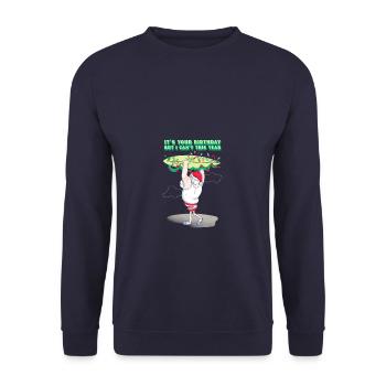 Ironique Père Noël Noël C’est votre anniversaire - Sweat-shirt Unisexe - marine - Devant - Alina (178cm) & Michal (187cm)