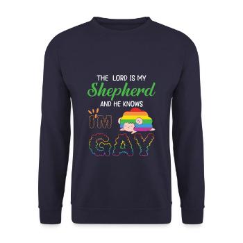 LBGT Flag Gay Pride Human Vintage Rainbow - Unisex Pullover - Navy - Vorne - Alina (178cm) & Michal (187cm)