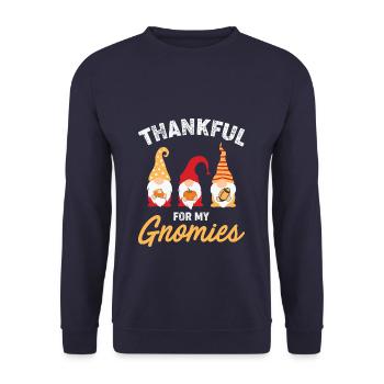 Thanksgiving Thankful pour mes Gnomies - Sweat-shirt Unisexe - marine - Devant - Alina (178cm) & Michal (187cm)
