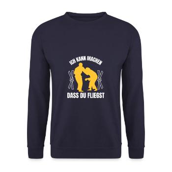 Ich kann machen das du fliegst Kampfsport Judo - Unisex Pullover - Navy - Vorne - Alina (178cm) & Michal (187cm)
