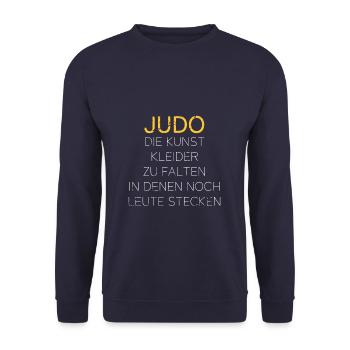 Judo die Kunst Kleider zu falten in denen noch - Unisex Pullover - Navy - Vorne - Alina (178cm) & Michal (187cm)