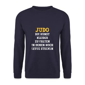 Judo die Kunst Kleider zu falten in denen noch - Unisex Pullover - Navy - Vorne - Alina (178cm) & Michal (187cm)