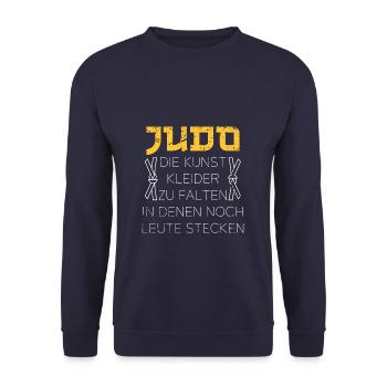 Judo die Kunst Kleider zu falten in denen noch - Unisex Pullover - Navy - Vorne - Alina (178cm) & Michal (187cm)