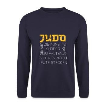 Judo die Kunst Kleider zu falten in denen noch - Unisex Pullover - Navy - Vorne - Alina (178cm) & Michal (187cm)